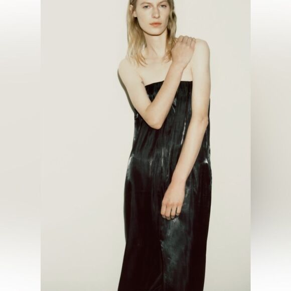 ZARA BLACK STRAPLESS DRESS - Picture 4 of 12